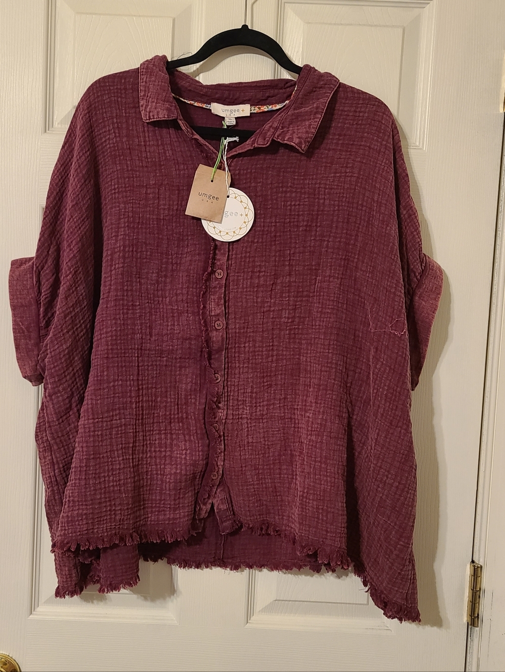 Umgee Dusty Plum Button-Up Gauze Shirt